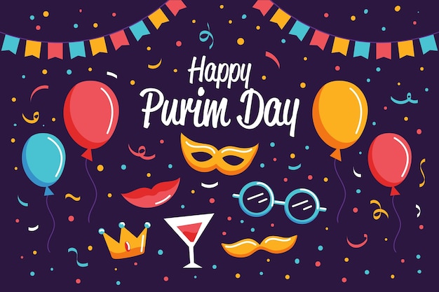 Vetor grátis dia de purim desenhado à mão