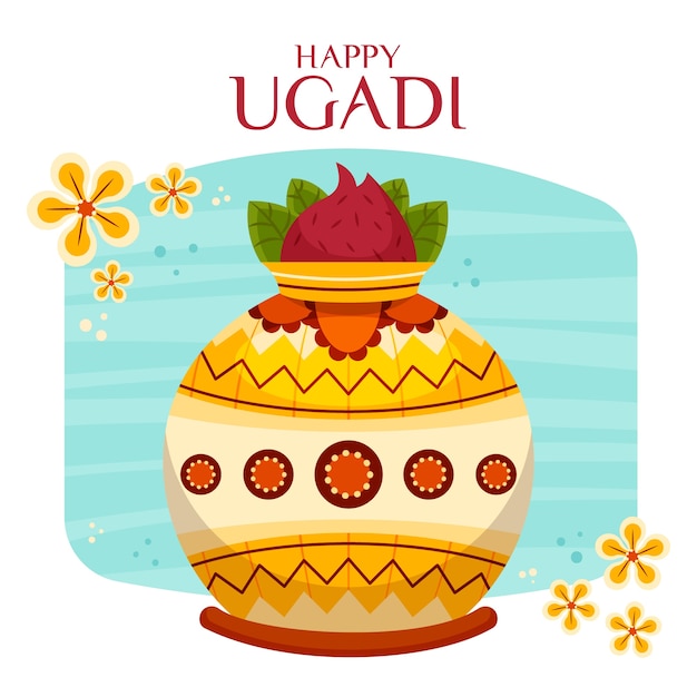 Dia de ugadi feliz design plano