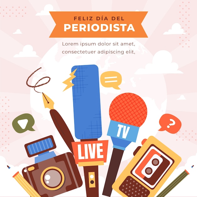 Dia del periodista ilustração plana desenhada à mão