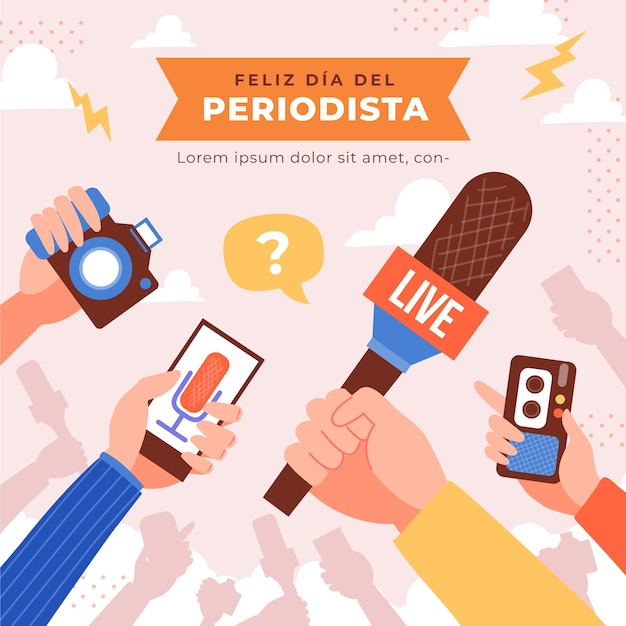 Dia del periodista ilustração plana desenhada à mão