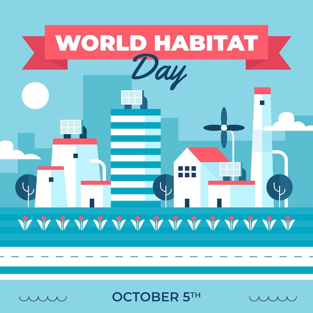 Dia do habitat mundial plano ilustrado