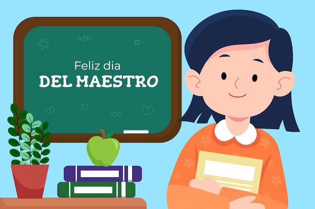 Vetor grátis dia do professor plano em ilustração espanhola