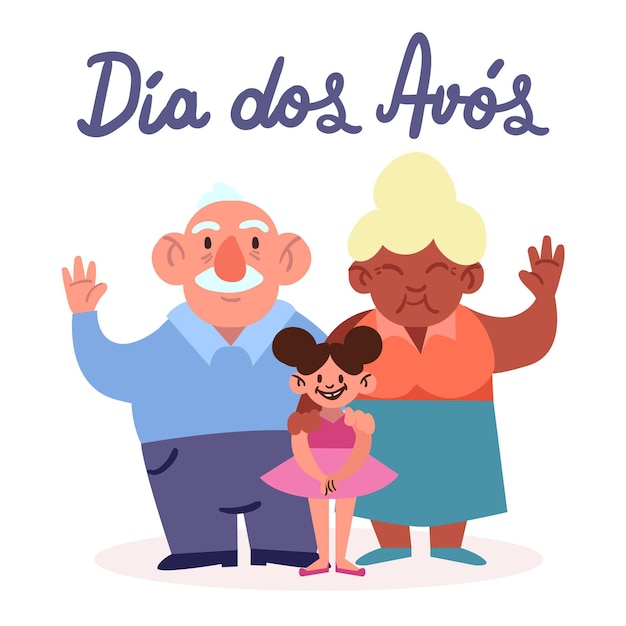 Vetor grátis dia dos avós ilustração desenhar conceito