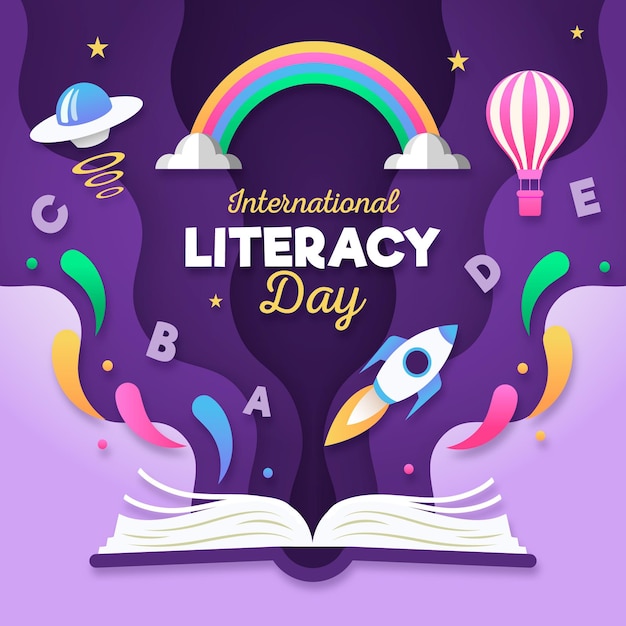 Dia internacional da alfabetização em estilo de jornal