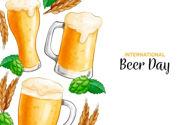 Dia internacional da cerveja com copo de cerveja e cerveja