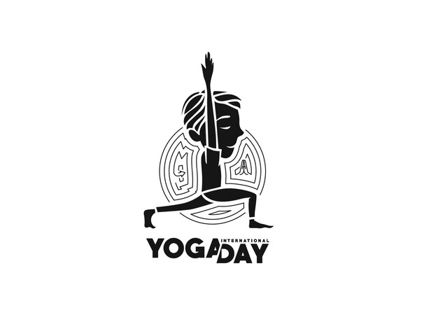 Dia Internacional da Ioga, jovem rapaz medita ilustração vetorial de banner de anúncio