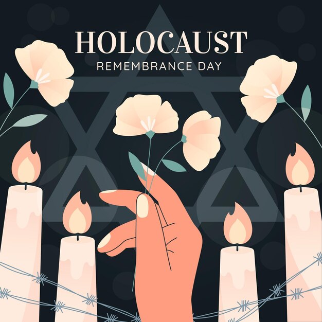 Dia internacional da lembrança do holocausto desenhado à mão