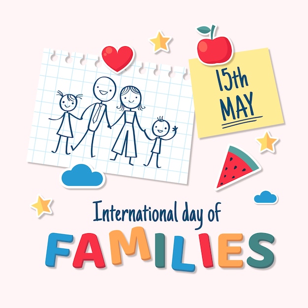 Vetor grátis dia internacional da mão desenhada das famílias
