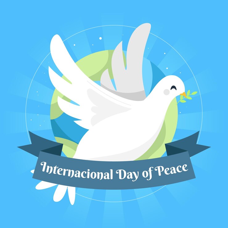 Vetor grátis dia internacional da paz com pomba e planeta