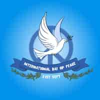 Vetor grátis dia internacional da paz com sinal de paz e pomba