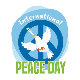 Dia internacional da paz com uma pomba como logotipo da paz mundial