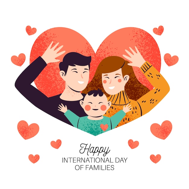Vetor grátis dia internacional das famílias com pais e filhos