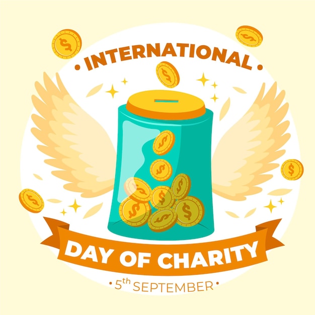 Dia internacional de caridade desenhada de mão