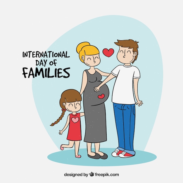 Dia internacional de famílias fundo na mão desenhada estilo