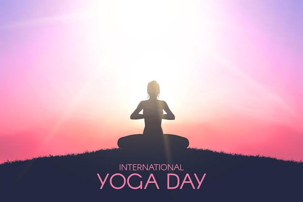 Vetor grátis dia internacional de gradiente de ilustração de ioga