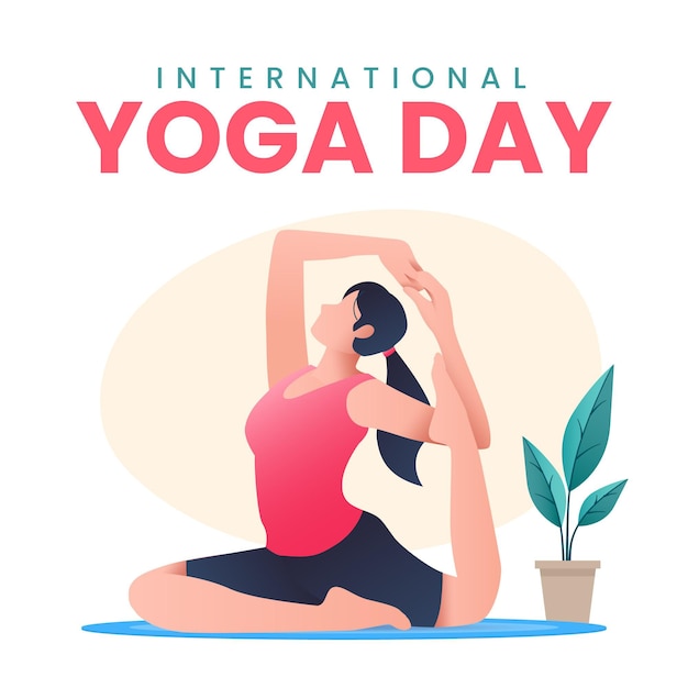 Vetor grátis dia internacional de gradiente de ilustração de ioga