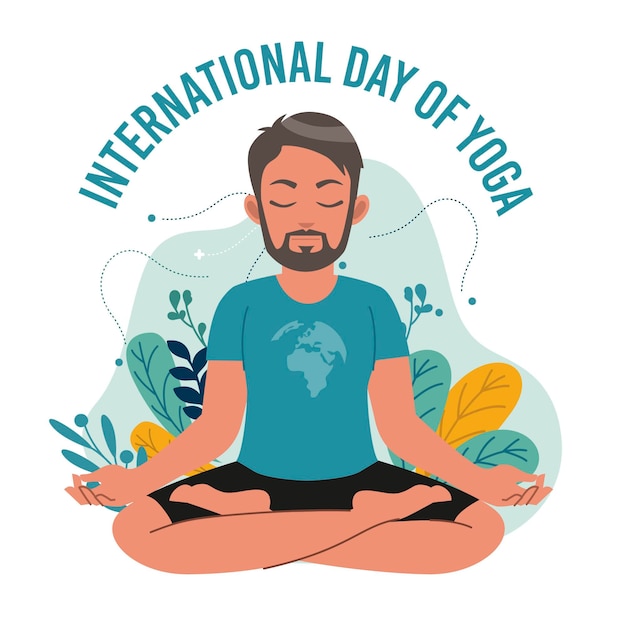 Dia internacional de yoga com homem