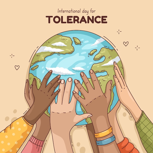 Dia internacional desenhado à mão para ilustração de tolerância