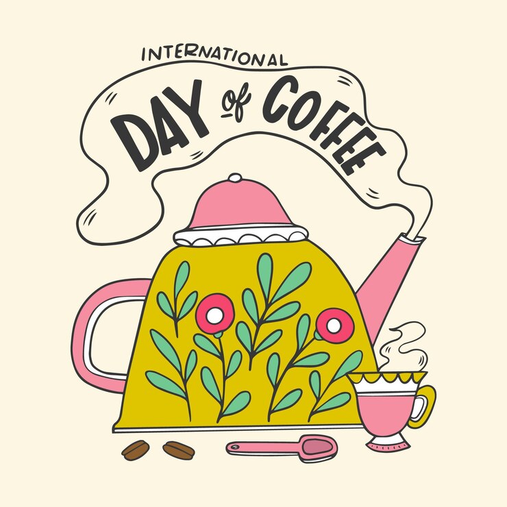 Vetor grátis dia internacional do café desenhado à mão