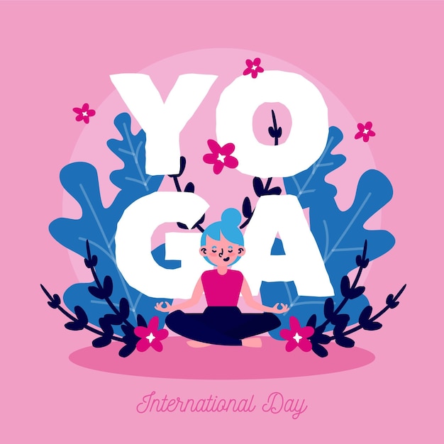 Vetor grátis dia internacional do conceito de desenho de ioga