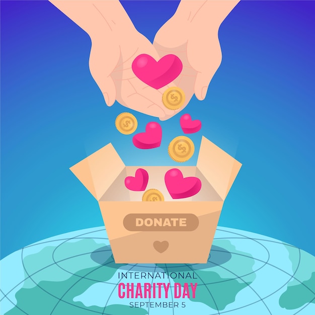 Vetor grátis dia internacional do design plano do conceito de caridade