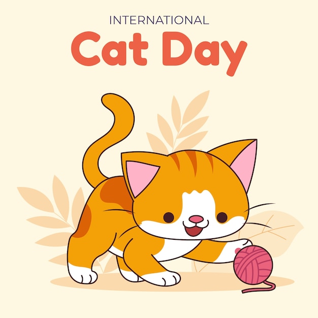 Vetor grátis dia internacional do gato ilustração desenhada à mão