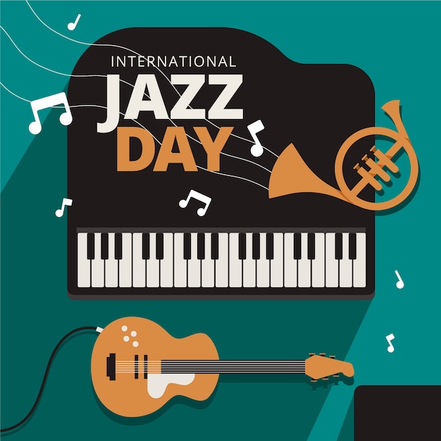 Dia internacional do jazz de design plano