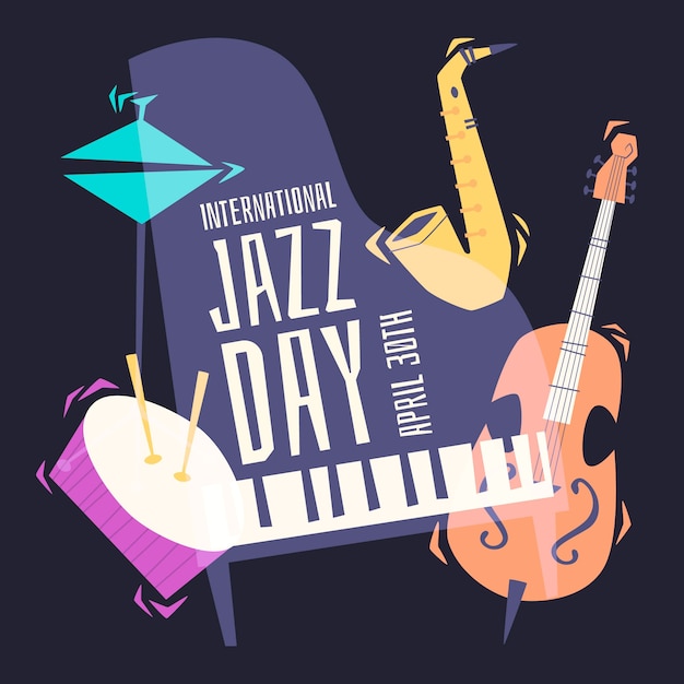 Dia internacional do jazz em design plano