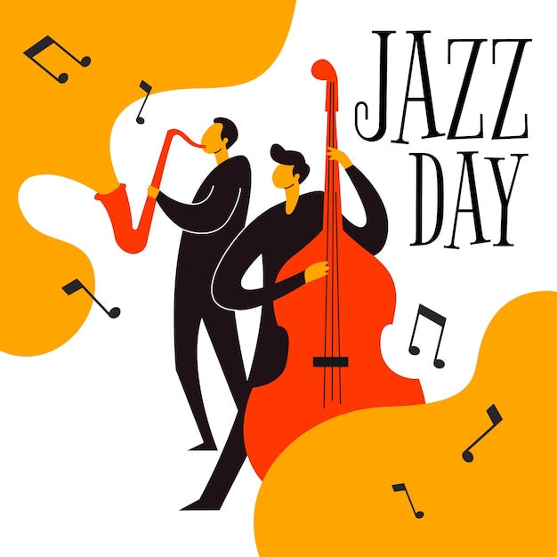 Vetor grátis dia internacional do jazz mão desenhada
