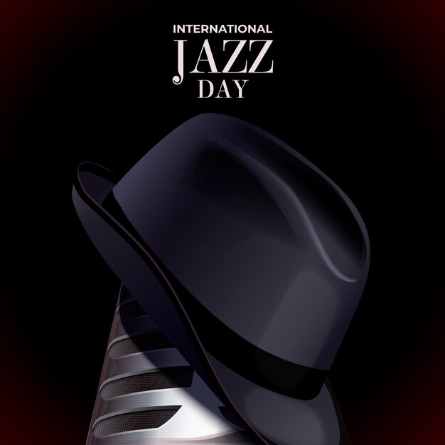 Dia internacional do jazz realista e chapéu de cavalheiro