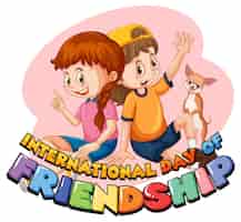 Vetor grátis dia internacional do logotipo da amizade com duas meninas