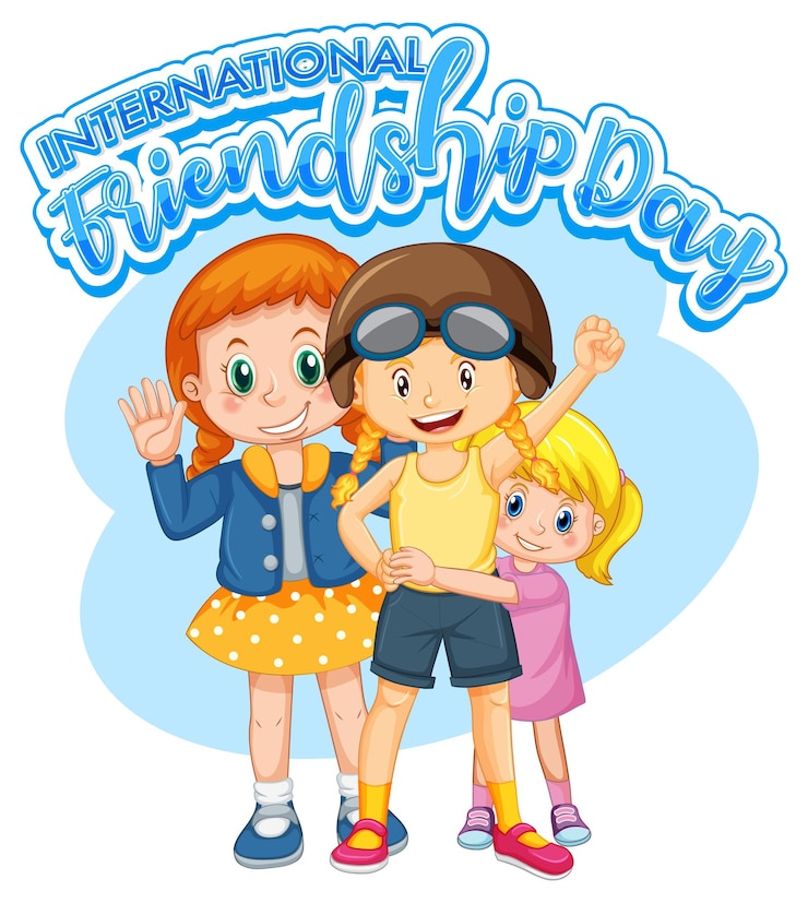Vetor grátis dia internacional do logotipo da fonte da amizade com três filhos