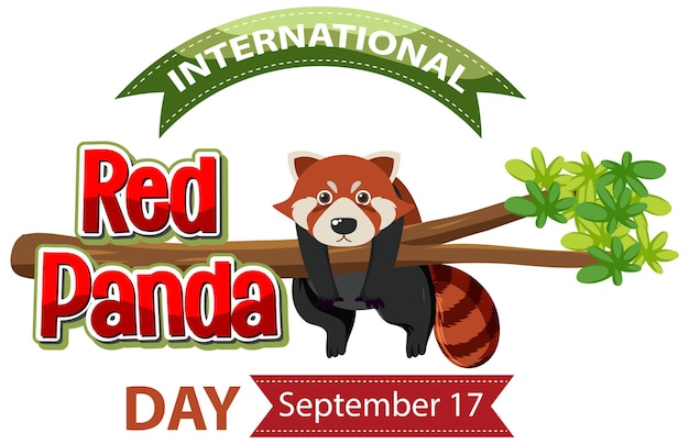Vetor grátis dia internacional do panda vermelho em 17 de setembro