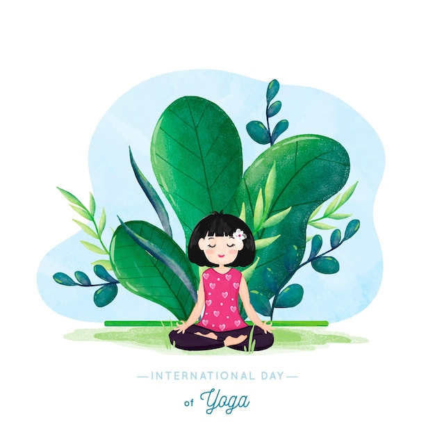Dia internacional em aquarela de yoga