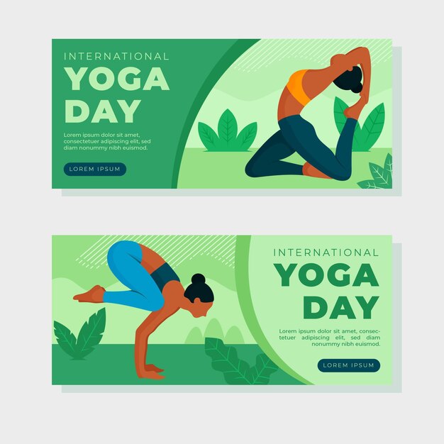 Dia internacional plana do banner de ioga