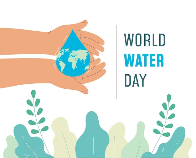 Dia mundial da água desenhado à mão