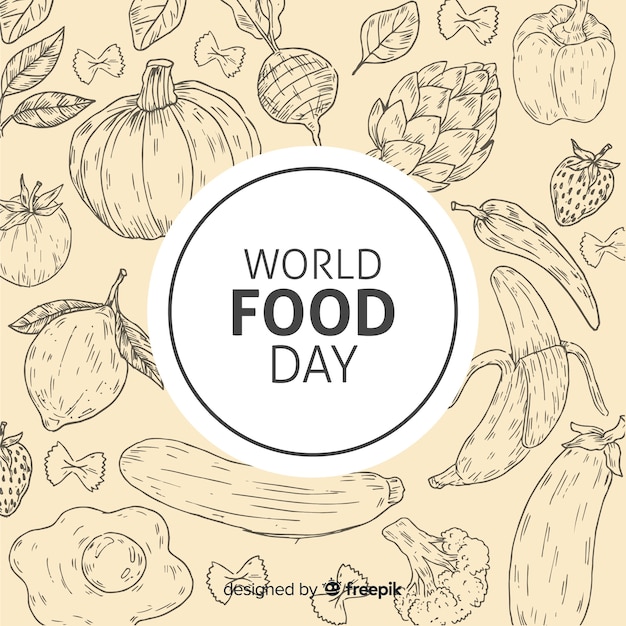 Dia mundial da comida desenhada de mão