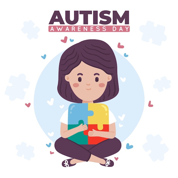 Dia mundial da conscientização do autismo desenhado à mão