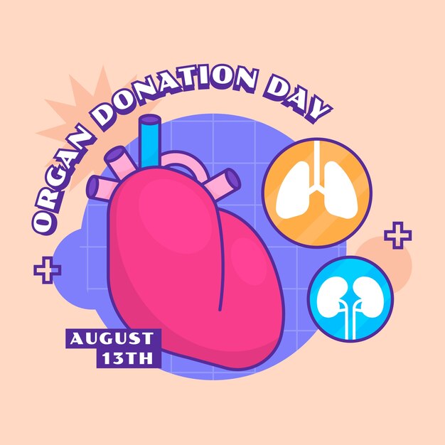 Dia mundial da doação de órgãos ilustração desenhada à mão