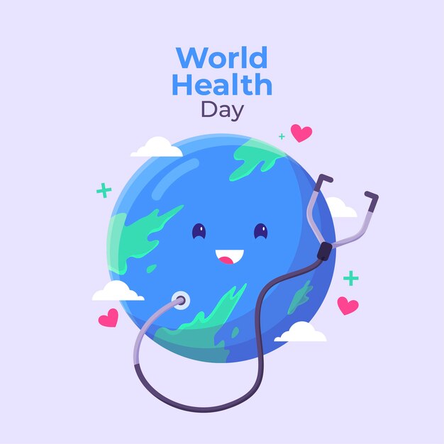 Dia Mundial da saúde em design plano