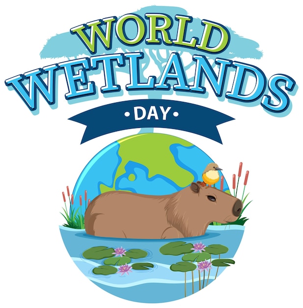 Vetor grátis dia mundial das zonas húmidas no ícone de fevereiro