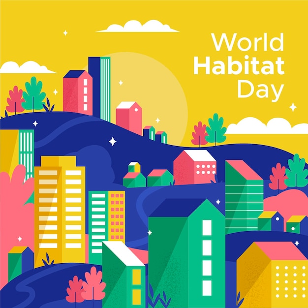 Dia mundial do habitat em design plano