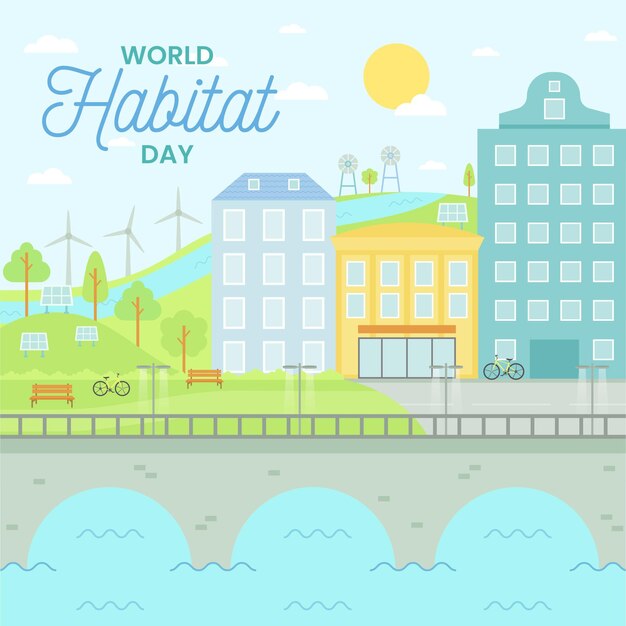 Dia mundial do habitat em design plano