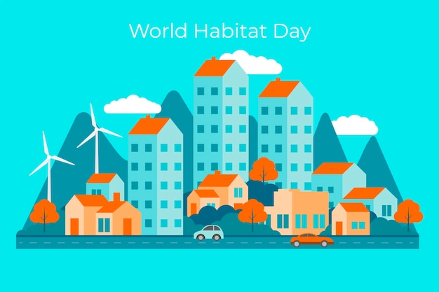 Dia mundial do habitat em design plano