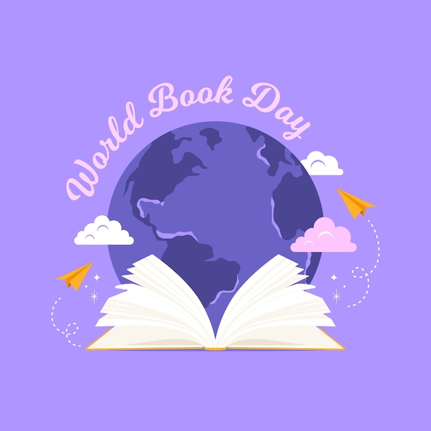 Vetor grátis dia mundial do livro estilo simples