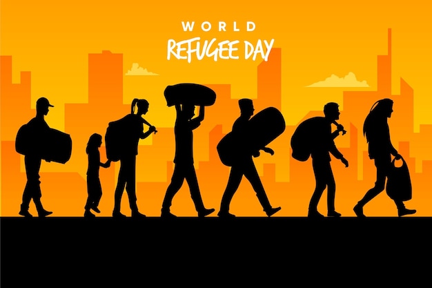 Dia mundial do refugiado de silhuetas