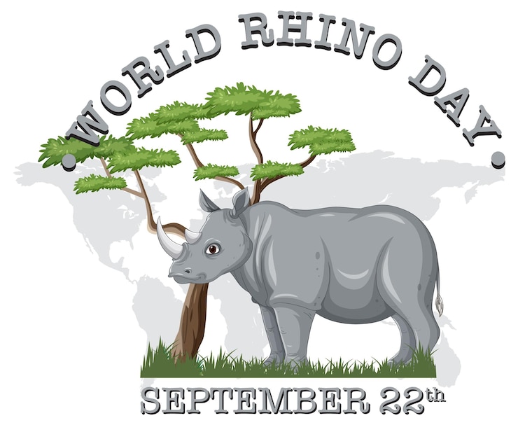 Vetor grátis dia mundial do rinoceronte 22 de setembro banner