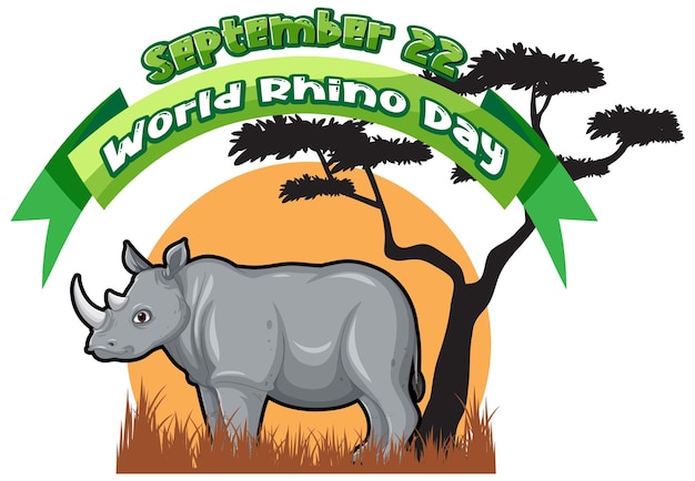 Vetor grátis dia mundial do rinoceronte 22 de setembro