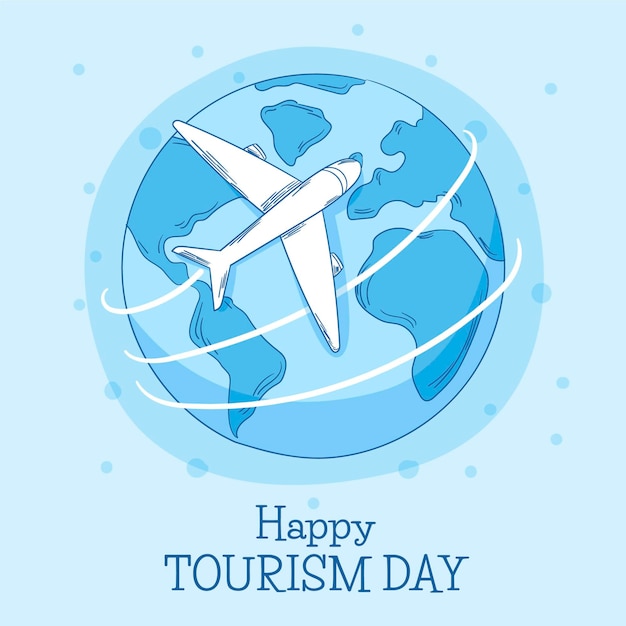 Vetor grátis dia mundial do turismo desenhado à mão