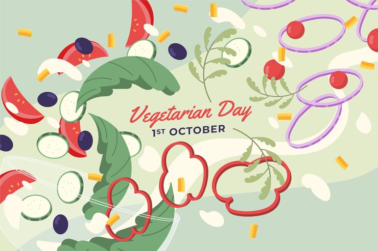 Vetor grátis dia mundial do vegetariano ilustração plana desenhada à mão